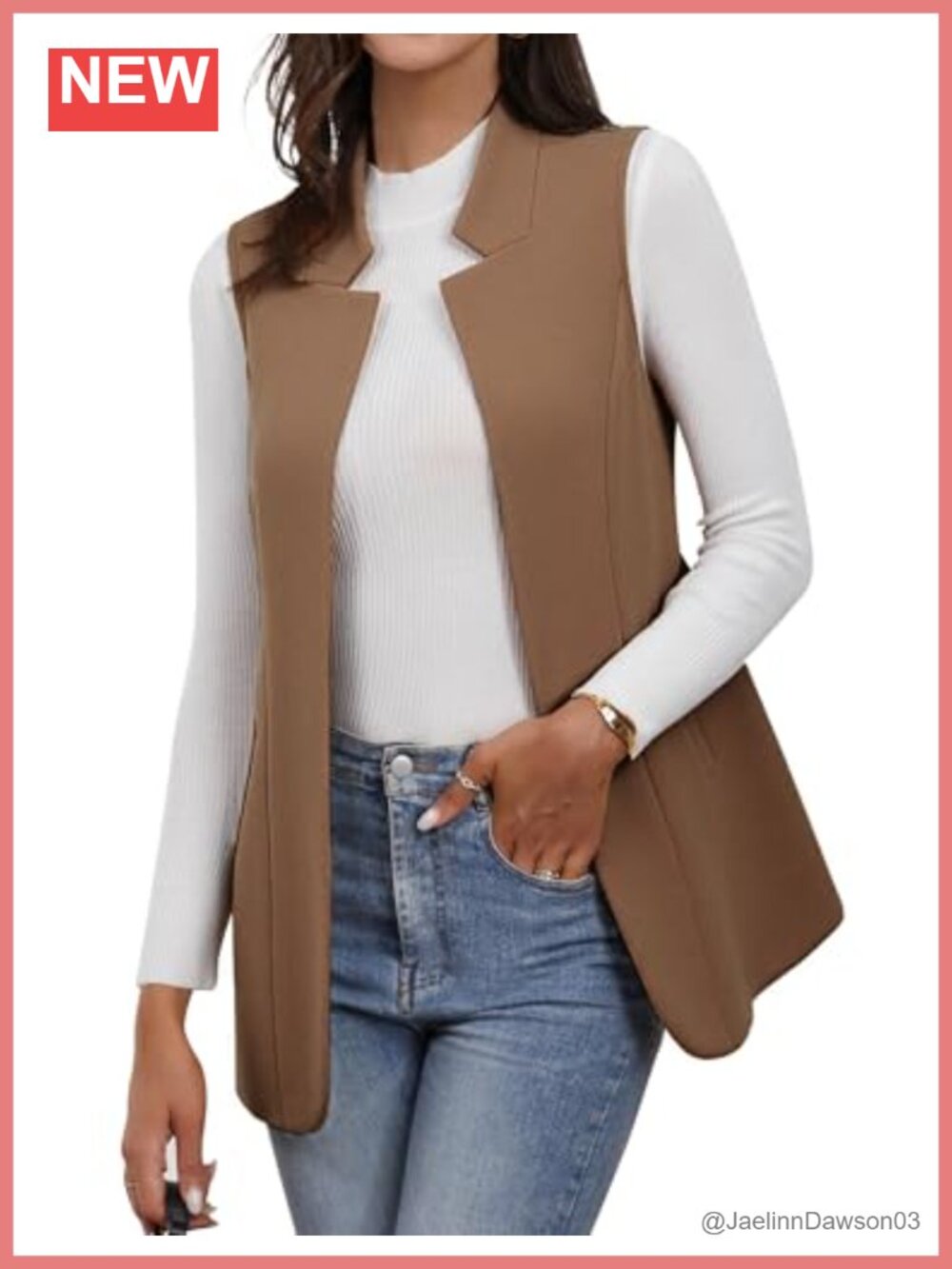 Wool Long Vest Sleeveless Blazer Open Front Cardigan Trench Coat Outerwear